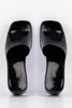 Black Patent Open Toe Mules