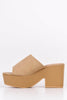 Nude Pu Open Toe Platform Heels