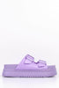 Lilac Double Buckle Flatform Sliders