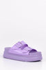 Lilac Double Buckle Flatform Sliders