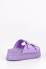 Lilac Double Buckle Flatform Sliders