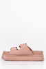 Nude Double Buckle Flatform Sliders