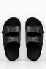 Black Double Buckle Flatform Sliders