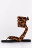 Leopard Scarf Lace Up Suede Sandals