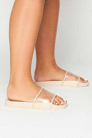 Nude Sliders with Perspex Strap