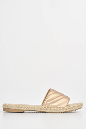 Champagne Quilt Open Toe Espadrille Sliders