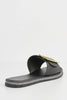 Matte Black Synthetic Sliders with Gold Buckle