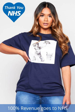 NHS Navy Graphic Printed Heroes T.Shirt