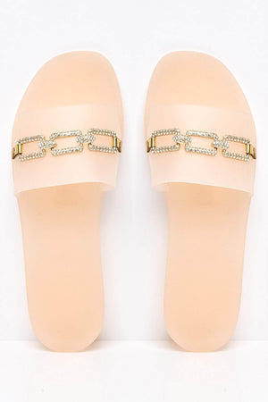 Nude Jelly Sliders with Diamante Links