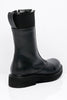 Black Matt Zip Front Chunky Biker Boots