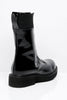 Black Patent Zip Front Chunky Biker Boots