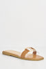 Camel Croc Sliders with Perspex & Gold Strap