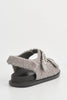 Grey Teddy Fur Velcro Flat Sandals