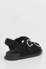 Black Teddy Fur Velcro Flat Sandals