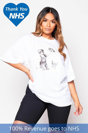 NHS White Graphic Printed Heroes T.Shirt
