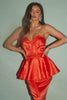 Orange Silk Bandeau Ruffle Fishtail Dress
