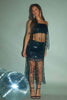 Black Sequin Bandeau Tassel Top & Skirt Co-ord