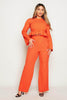 Orange Ribbed Frill Hem Top & Wide Leg Trousers Co-ord