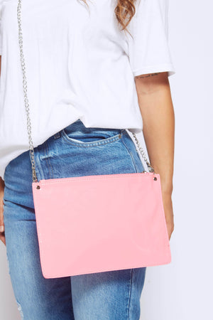 Neon Pink Patent Rectangle Bag