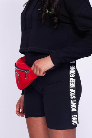 Red Bum Bag with Slogan Strap