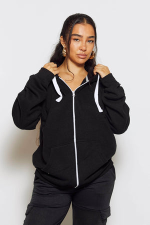 Plus+ Black Zip Through Hoodie