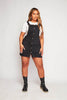 Black Denim Buttoned Mini Dungaree Dress