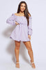 Lilac Nylon Ruched Puff Ball Dress