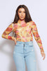 Pink & Yellow Abstract High Neck Long Sleeve Bodysuit