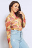 Pink & Yellow Abstract High Neck Long Sleeve Bodysuit