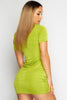Green Ruched Button Down Towelling Bodycon Dress
