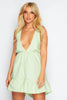 Lime Plunge Tie Back Cami Playsuit