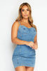 Acid Wash Cupped Bodycon Mini Denim Dress