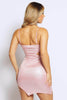 Pink Glitter Ruched Cut Out Mini Dress