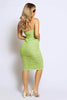 Lime Mesh Ruched Bandeu Midaxi Dress