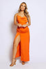 Orange Double Ruched Split Cami Maxi Dress