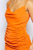 Orange Double Ruched Split Cami Maxi Dress