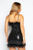 Black Sequin Mini Dress with Feather Detailing