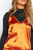 Orange Satin Mini Dress with Contrast Black Top Insert