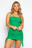 Green Cami Double Ruched Mini Dress