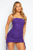 Purple Mesh Ruched Midi Dress