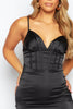 Black Silk Corset V Neck Cami Dress