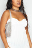 White Crinkle Cut Out Mini Cami Dress