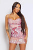 Purple Abstract Sheer Mini Cami Dress