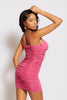 Pink Slinky Ruched Front Tie Cami Dress