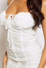 White Slinky Ruched Front Tie Cami Dress