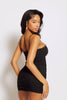 Black Ruched Sheer Cami Dress