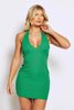 Emerald Green Rib Halter Mini Dress