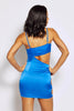 Cobalt Satin Twist Bust Detail Cut Out Bodycon Dress