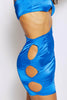 Cobalt Satin Twist Bust Detail Cut Out Bodycon Dress