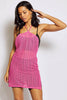 Hot Pink Crochet Halter Neck Mini Dress